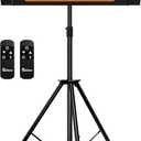 DR. INFRARED HEATER Carbon Infrared Patio Heater with Tripod, Remote Control, Optional On/Off Tip-Over Protection, Freestanding or Wall-Mounted, Black