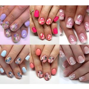 6 Packs (144Pcs) Flower Press on Nails Short Square Fake Nails with Daisy Design Flower False Nails Acrylic Nails Flower Nails Press ons Glossy Stick on Nails Full Cover Glue on Nails for Women Girls