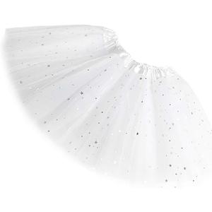 Rysly Girls Sparkle Tutus Princess Ballet Dance Layered Tulle Tutu Skirts,2-8T (One Size, White)