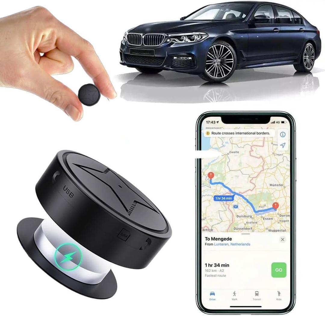 GPS Tracker for Vehicles, Strong Magnetic Car Vehicle Tracking Anti-Lost, No Monthly Fee, No Subscription, Multi-Function GPS Mini Locator with Free App (PG12-3)