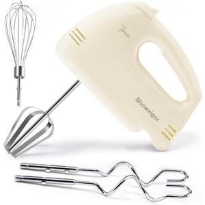 Handmixer Electric Handheld - 7 Speed Portable Kitchen Mixer Electric with 5 Stainless Steel Accessories Whisk, Food Beater for Whipping Mixing Cookies Cakes Eggs, Beige