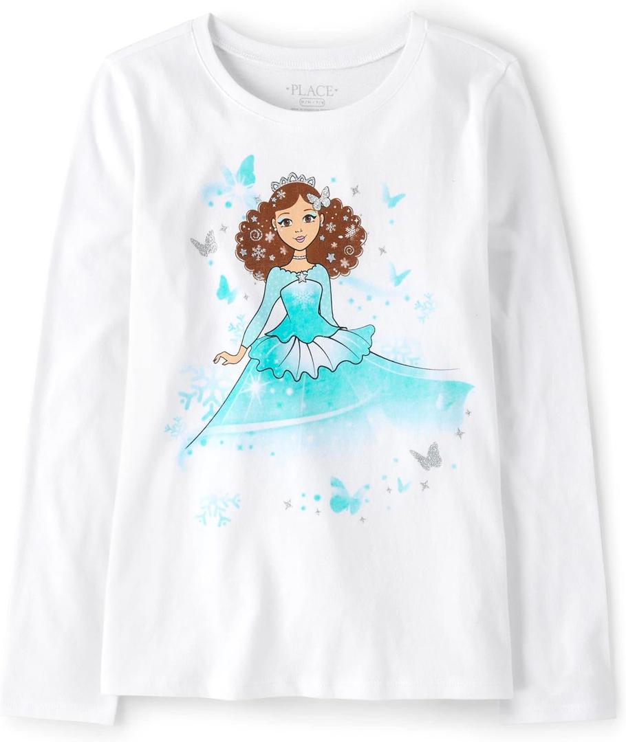 The Children's Place Girls Unicorns,Sports,Princess Long Sleeve Graphic T-Shirts (White, XXL)