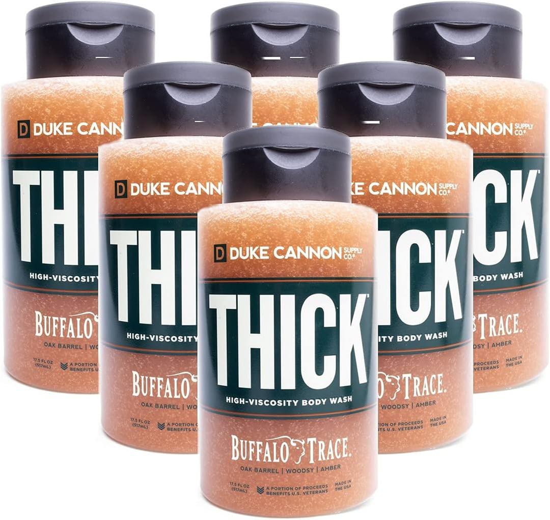 Duke Cannon Supply Co. THICK High-Viscosity Body Wash for Men - Buffalo Trace Bourbon, 17.5 Fl Oz - Oak Barrel, Woodsy, Amber Scent (6 Pack)