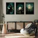 3Pcs Dark Academia Canvas Wall Art Moody Victorian Woman Reading Book Pictures Wall Decor Mystical Gothic Vintage Halloween Posters Prints for Bedroom Living Room Home Decoration(Frameless)