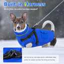 Dogcheer Dog Coat with Harness, Waterproof Warm Dog Winter Jacket with Pockets, Reflective Pet Fleece Jacket Turtleneck Snowsuit for Small Medium Large Dogs - Blue, 3XL (XXX-Large(Chest:42.9" Back:26.8" Neck:26.8"))