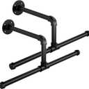 ERYTLLY Industrial Pipe Wall Mounted Clothes Rack,21.2 Inches Heavy Duty Detachable Garment Rack,Multi-purpose Hanging Rod for Closet,Set of 2,Black