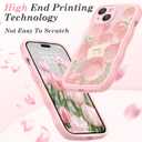 2 x teloxy Designed for iPhone 15 Case, Magnetic [Curly Wavy Edge] Shockproof Protective Durable Slim Translucent Matte Anti-Fingerprint Phone Case, Pink