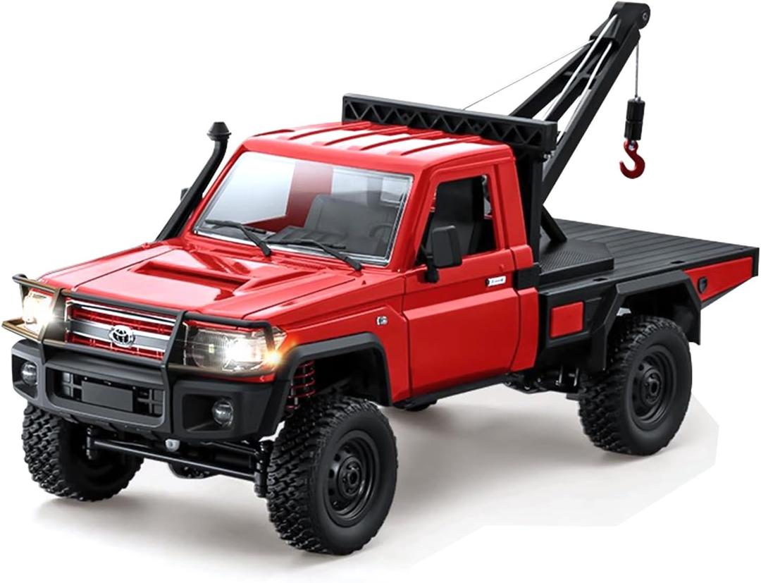 1/12 RC Crane Truck, MN-82T LC79 RTR RC Crawler, 4WD Off-Road Tow Car RTR 2.4GHz RC Pick-up Trail Truck for Adults Hobby Toys (Red), Small