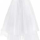 Girls First Communion Veil Headwear, White Bow and Cross Veil For Girls First Communion Dress Up (White)
