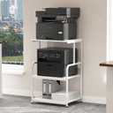 Arbuxzuy Printer Stand with Storage Shelf,3 Tier Printer Cart with Wheels,Mobile Printer Table for Home Office,Stands for Printer Heat Press Scanner Fax,Industrial Style (White)