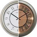 CLXEAST 14 Inch Self-Illuminated in/Outdoor Atomic Wall Clock for Home Office, Night Light Wall Clocks for Living Room Decor,Modern Farmhouse Morning Silver/Gold Finish