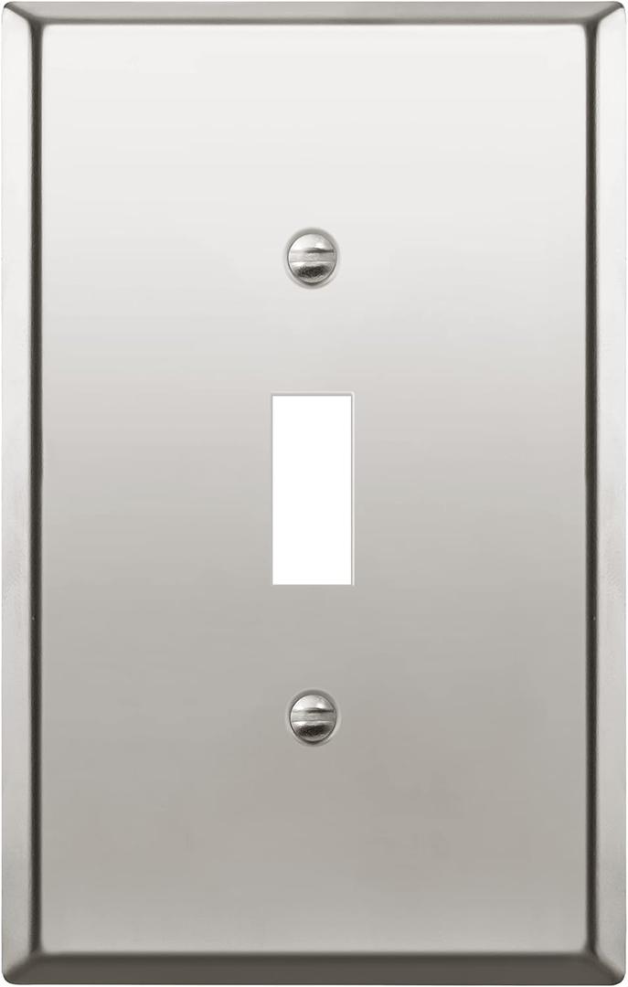 LIDER Toggle Light Switch Metal Wall Plate, Stainless Steel Switch Cover, Corrosion Resistant, Mid-Size 1-Gang 4.88" x 3.11", Stainless Steel, LMWP-11M-PC, Polished Chrome