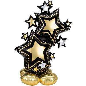 Anagram 4246311 Star Cluster Black & Gold Airloonz Foil Mylar Party Balloon, 59", Multicolor, Pack of 1