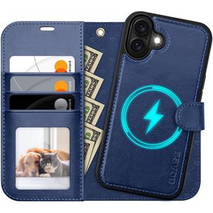 OCASE for iPhone 17 Detachable Wallet Case with Card Holder, 2 in 1 PU Leather Flip Folio with RFID Blocking Stand Wrist Strap Shockproof Phone Cover 6.3 Inch 2025, Blue