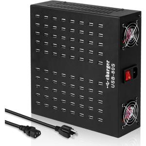 Multiple USB Charging Station, MIXILIN 80 Ports 800W(150A) Fast Charger Station with Power Switch, Desktop Charging Station for Multiple Devices Compatible with Cell Phones iPad Kindle Tablet