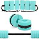 Soulchen Pool Exercise Set Including Long Aquatic Exercise Dumbbells,Pool Ankle Weights,Swim Belt,Water Aerobics Water Aerobics Equipment Set for Full Body Swim Training Kit