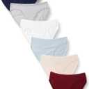 Amazon Essentials Women's Breathable Cotton Bikini Brief Underwear with Full Coverage, Pack of 6, Cool Colors/ Warm Shades, Small