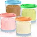 QVN For Ninja Creami Pints and Lids - 4 Pack Creami Pints, 16 oz Creami Containers, Creami Pint Containers Compatible with NC299AMZ & NC300 Series Ice Cream Maker - Tight Sealing & Anti-Slip