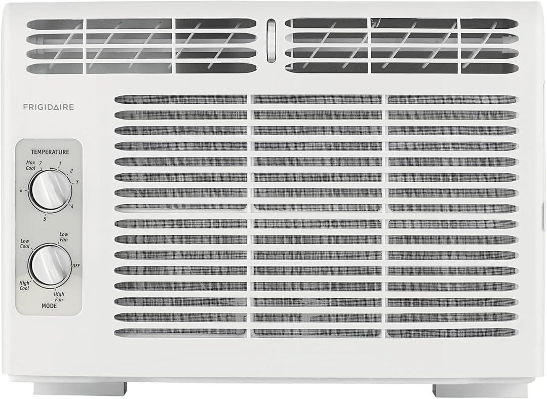 Frigidaire 5,000 BTU Window-Mounted Air Conditioner, Cools Up to 150 Sq. Ft., Quiet Operation, Effortless Temperature Control, 2 Fan Speeds, Auto Restart, White