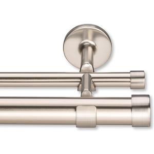 MODE Cambria Designer Series - Premium 5 foot Custom Double Curtain Rod - 1-1/8 inch Large Diameter - Non-Adjustable, Seamless Look - Premium Designer Brackets and End Caps - Brushed Nickel Finish