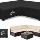 Kipiea Patio V-Shaped Sectional Sofa Cover, 420D Heavy-Duty Oxford Fabric Outdoor Sectional Cover with 6 Windproof Buckles, Anti UV and No Tears, No Fading (85"/85" L x 33.5" D x 31" H) Black