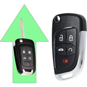 Key Fob Shell Case Replacement Fits for Chevy Camaro Cruze Equinox Impala Malibu 2010-2019 GMC Terrain Buick Encore Lacrosse Regal Verano Keyless Entry Remote Control 5 Button Flip Cover CAE
