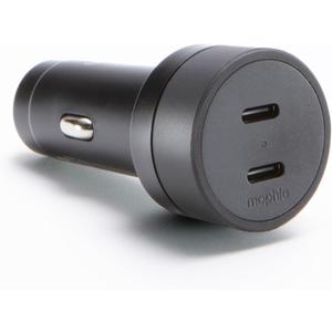 Mophie 60W Dual USB-C Car Charger, Universal AUX Compatibility, LED Indicator, Fast Charging, Multi-Device