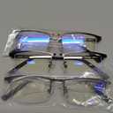 3 Pack Blue Light Blocking Reading Glasses for Men, Stylish Half Frame Metal Computer Readers, Lightweight Spring Hinge Eyeglasses Anti Eyestrain/Glare/UV (Mix Color, Black+Grey+Brown, 1.75)