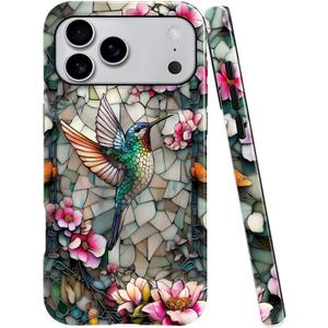 DAIZAG Case Compatible with iPhone 17 Pro Max, Glossy Durable Shock Protection Cover for Girl Women, Hummingbird Blooming Flowers