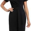 Women's Summer Shaper Dress V-Neck Short Sleeves Wrinkles Dresses Easter Evening Party Formal populish Skirts, XL