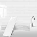 24-Pieces Peel and Stick Tiles for Kitchen Backsplash, New Upgrade Design 12" x 3"SPC Subway Backsplash Tiles, Cream White Premium Finger Tiles (Beige).