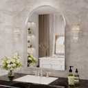 Arch Mirror, 24 x 36 Inch Silver Arch Mirror for Bathroom, Arched Wall Mirror, Aluminum Alloy Frame Silver Bathroom Vanity Mirror for Living Room Bedroom Entryway Mantel Hallways Decor