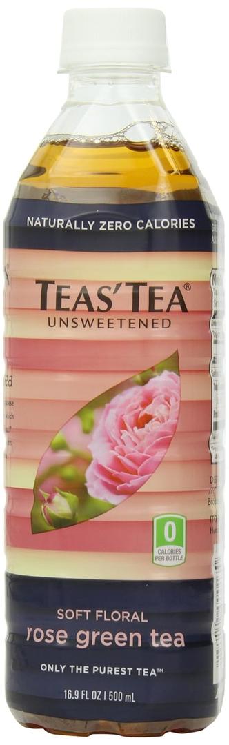 Teas' Tea Unsweetened Rose Green Tea, 16.9 Ounces (Pack of 12) (EXP 08/20/26)