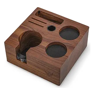 KNODOS 58mm Tamper Station V3 Walnut Portafilter Holder Compact Espresso Organizer with Multi Accessory Storage Espresso Machine Accessories for Coffee Bar