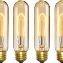 CTKcom E26 40 Watt T10 Tubular Vintage Edison Incandescent Light Bulb, Dimmable Decorative Candelabra 120 Volt Chandelier, Nightlight, Antique Vintage Style Light Bulb, 240 Lumen, Amber Warm 4 Pack