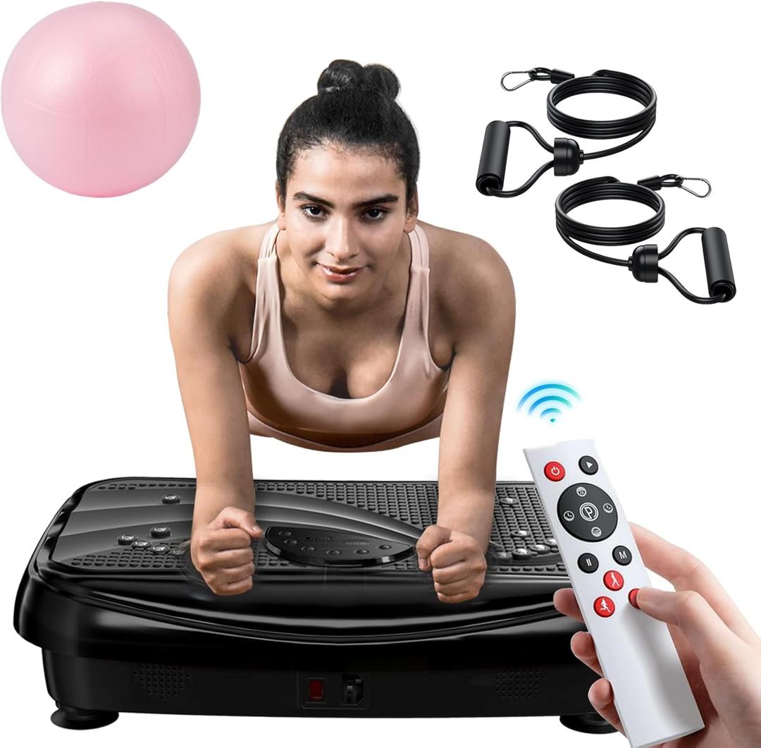 UCIN Vibration Plate Exercise Machine, Vibration Plate for Lymphatic Drainage, 330 Lbs Capacity Vibrating Plate for Weight Loss Home Fitness with Resistance Bands/Pilates Ball