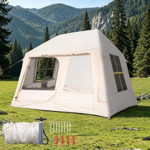 Inflatable Camping Tent for 2 Person, 1-2 Minutes Fast Setup Blow up Tent,Waterproof Air Tent for Camping, 7.38x6.56x5.09FT for 1-2 person