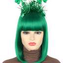 St. Patrick's Day Green Bob Wig with Shamrock Headband, Costume Party Accessory