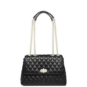 Quilted Crossbody Bags for Women, Trendy Roomy Shoulder Handbags with Flap Gold Hardware Chain Purses Shoulder Bag