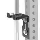 J Bryant Universal Rack-Mounted Barbell Holder, Fits 2x2 / 2x3 / 3x3 Power Rack Uprights, Fits 5/8”–1” Holes, M14 Hand-Tighten Screw, Heavy-Duty Steel Bar Storage