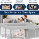Baby Playpen with Mat, 50x50 Inch Playpen with Mat Waterproof for Babies and Toddlers Play Pen Playards Safety Gate Fence Active Center Indoor (Dark Grey + Mat)
