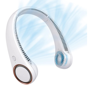 CIVPOWER Neck Fan: Portable Personal Neck Cooling Rechargeable Bladeless Fan - Hands Free 3 Speed 4000 mAh Battery USB Operated Wearable Headphone Design - Gift for Men Women Outdoor (White)