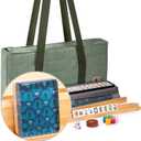 Yellow Mountain Imports American Mahjong Set, Atlantica with Fabric Case, 4 Wooden Pusher Racks, Wind Indicator, Dice & Wright Patterson Count Scoring Coins (Ocean Teal)