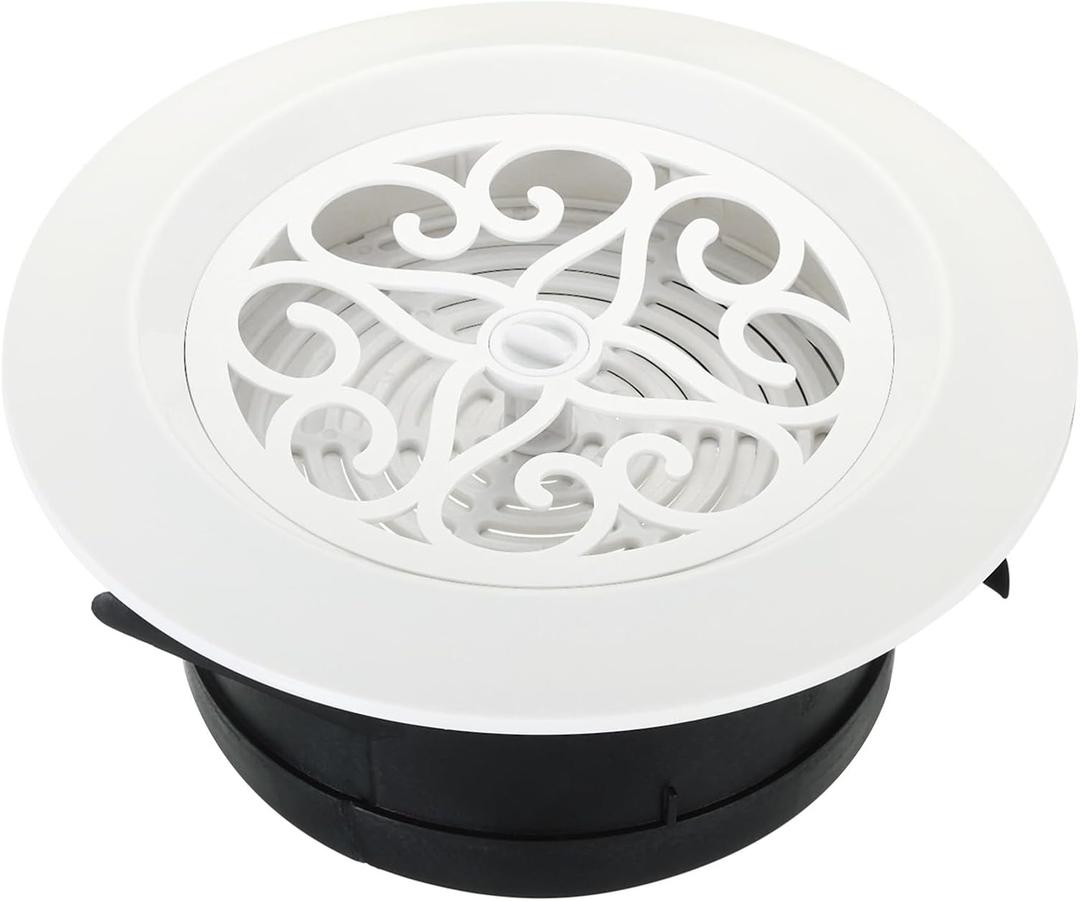 PATIKIL 5 Inch Round Air Vent, Adjustable Ceiling Diffuser Grill Cover ABS Louver Soffit Vent with Screen for Bathroom Kitchen Living Room, White