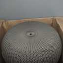 KETER Urban Knit Pouf Ottoman Set of 2 with Storage Table for Patio and Room Dcor-Perfect for Balcony, Deck, and Outdoor Seating, Cream & Taupe