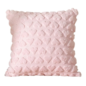 Valentine Pillow Covers, Heart Design Pillowcase Throw Pillowcase 3D Heart Pattern Short Plush Hidden Zipper Closure Pillow Cover Bedroom Living Room Sofa New Year Cushion Cover Light Pink, 2 PCs, 18x18 Inch
