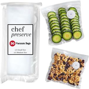Chef Preserve Reusable Vacuum Sealer Bags for Food  30 BPA-Free Food Storage Bags, Freezer, Microwave  Odor-Resistant, Leak-Proof  Compatible with Chef Preserve Vacuum Sealers