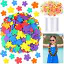 Wettarn Hawaiian Lei Making Craft Kit Makes 24 Foam Flower Necklace EVA Flower Shape Foam Luau Crafts DIY Floral Lei Necklace for Hawaiian Luau Tropical Party Decoration DIY Craft Decor