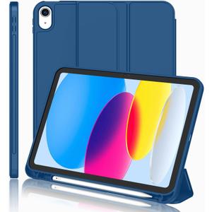 iMieet iPad (A16) Case 11th Gen/iPad 10th Generation Case [11-Inch 2025/10.9 Inch 2022] with Pencil Holder, Trifold Stand Smart Cover with Soft TPU Back, Auto Wake/Sleep(Navy Blue)