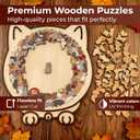 135 Piece Colored Cat Shaped Wooden Jigsaw Puzzle, Cats Shaped Wooden Puzzle, Unique Animal Shape Wood Puzzle and Acrylic Cover, Creative Gifts for Cats Lovers, Home Decor